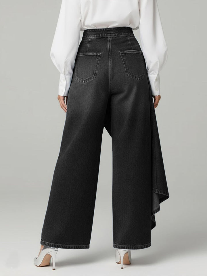 Valenza | Asymmetric Denim Palazzo Trousers