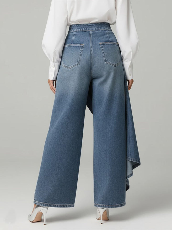 Valenza | Asymmetric Denim Palazzo Trousers
